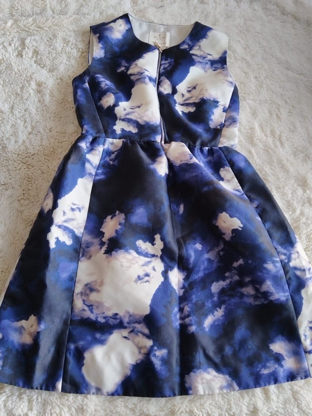 kate spade Blue and White Cloud-Print Sleeveless Mini Dress - Picture 3 of 14